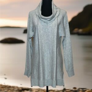 Joan Vass Grey Cowl Neck Long Sleeve Sweater with Relaxed Fit Size XL